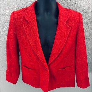 Pendleton Petite Red Wool Vintage Blazer